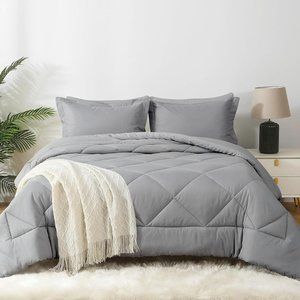 New Light Grey QUEEN 3 Piece Comforter Bedding Set